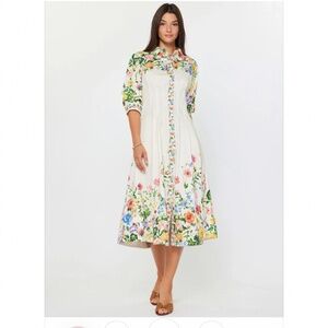 NWT Current Air - Floral Printed Button Down Midi Dress L / Multi